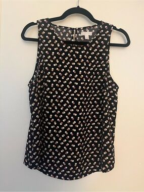 14th & Union Black Sleeveless Camisole with Cream and Pink Polka Dots